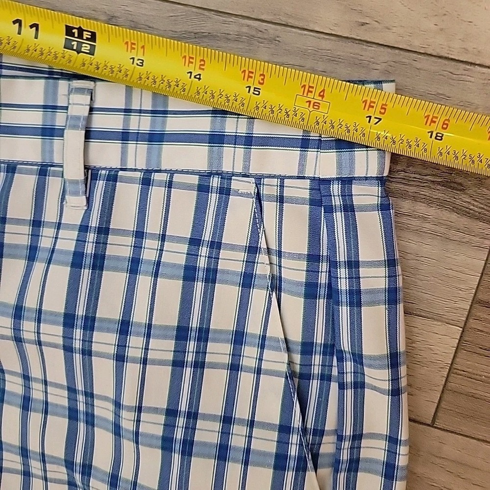 Adidas Golf Shorts‎ Men 34 Blue White Checked Bermuda Pockets Stretch - Picture 8 of 10
